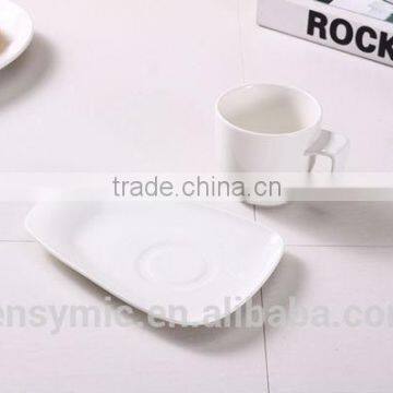 T00217 Big Handle White Porcelain Tea Cup With Saucer photo-5