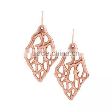 Alloy unique big hollow leaf earrings