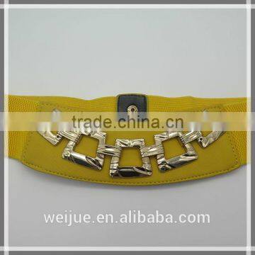 Fashionable yellow wide elastic belt for women