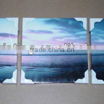 three panels beach stretched canvas painting