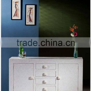 White Bone Inlay Two Door Four Drawer Sideboard