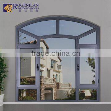 Rogenilan 45 series arched french aluminum casement window for balcony