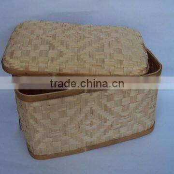 Bamboo basket, wicker basket/box, handcrafted nice hand woven box decorated basket