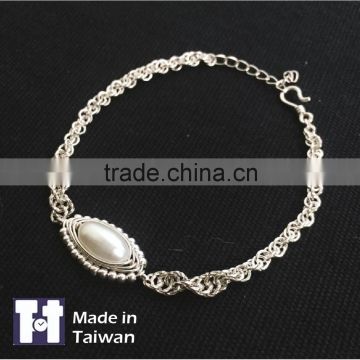 Fashion 925 Spiral Pearl Sterling Silver Bracelet Jewelry Gifts