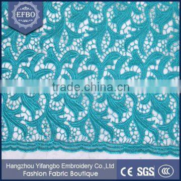 2016 Teal Plain Nigeria Laces Guipure Swiss Cheap Embroidery Lace Fabric With Holes/ Wedding Dress Water Soluble Fabric photo-3