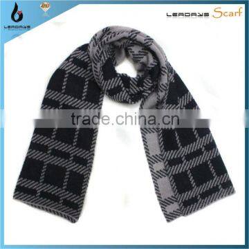 men tartan wide jacquard knitting pattern scarf