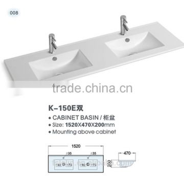 FOSHAN LELIN 2pcs bowl ceramic cabinet basin big size vanities top bathroom basin of LT-008