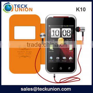 K10 3.5''Capacitive ultra-slim bar touch screen wholesale mobile phone with free leather case