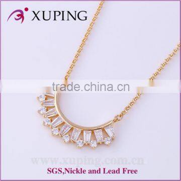 Latest design 18k gold color with zircon fashion necklace 2016