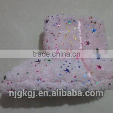 star printed fur boots for kids