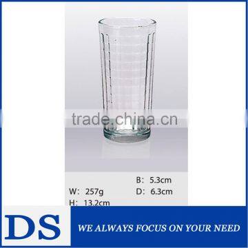 High quality tall gridding glass tumbler for water and milk