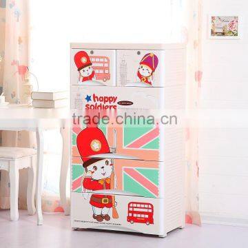 Soldier Rabbit Cartoon Printed Plastic Baby Drawer Storage Cabinet