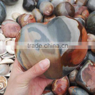 natural rock ploshed ocean jasper hearts gemstone heart shape for gift