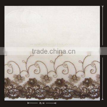 Polyester yarn schiffli embroidery 3D guipure lace trim