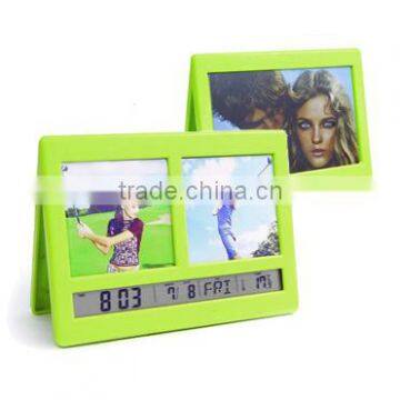 Digital alarm clock with photo frame and clip Indoor weather station