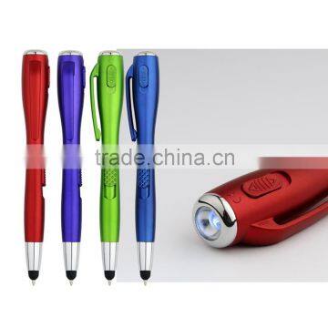 Wholesale multi-function practical Led laser light stylus ball-point pen with white flashlight