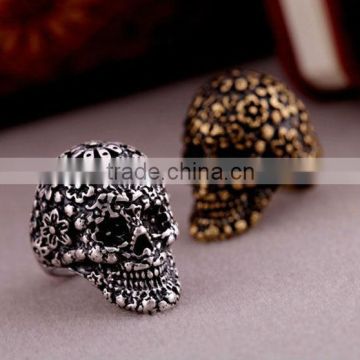 Engraved skull flower ring,Alloy rings 2013,Fashion accessories