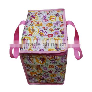 beauty outdoor fashion square fabric printed cooler bag 2014