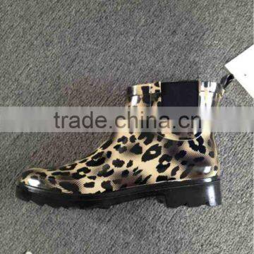 sexy leopard women ankle rubber rain boots shoes