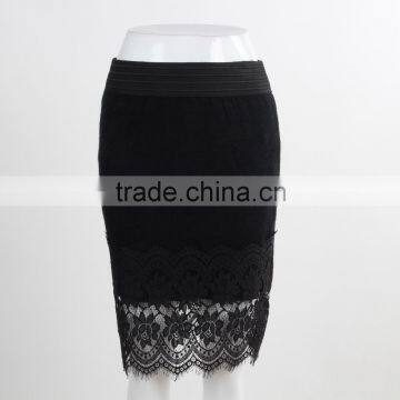 F5S43022 New Arrival Women Elastic Waistband Eyelash Lace Hem Skirts