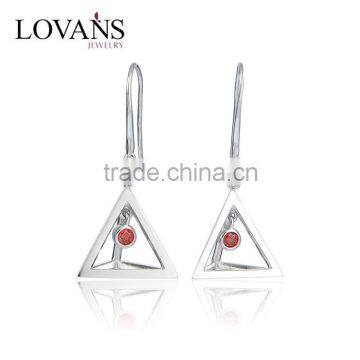 2016 New Trending Designs Bezel Setting Red And Blue Cz Dangle Earing