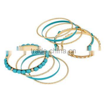 Gold Plated Multilayer Boho Rhinestone Turquoise Vintage Ethnic Women Bracelets Cuff Bangles Jewelry Accessories photo-6