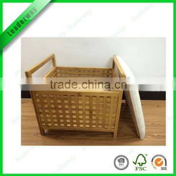 Popular bamboo storage bench for bathroom