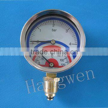 80mm Bottom Bolier temperature pressure gauge thermomanometer