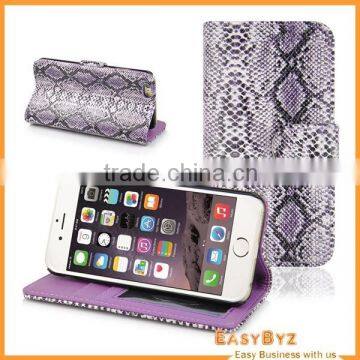 latest design factory sell pu leather case with snake skin for iphone 6 plus