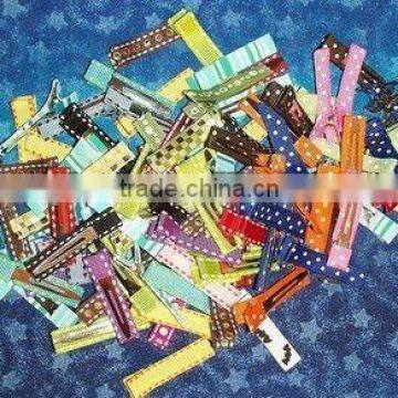 Single Prong Grosgrain Ribbon Full Lined Alligator Hair Clip (FCK-100960030-D)