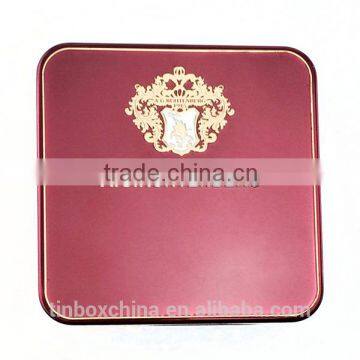 promotional high-end watch hinged metal square lid tin box