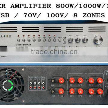 1000W PA Power Amplifier USB 3U 8zones