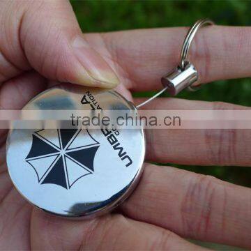 OEM logo metal retractable keychain key finder metal keyring