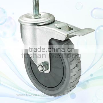 Threaded Stem Medium Duty Non-slip PU Caster Wheel For Handle Trolley