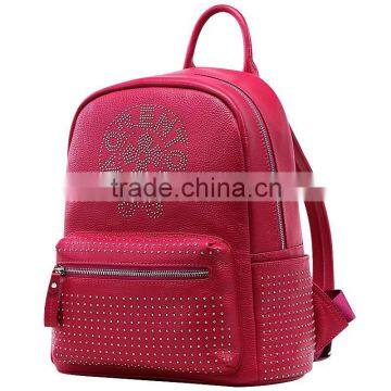 2015 popular genuine leather backpack girls shoulder bag colorful backpack