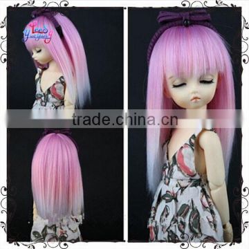 Hot sales straight pink to white ombre 1/6 bjd doll wigs