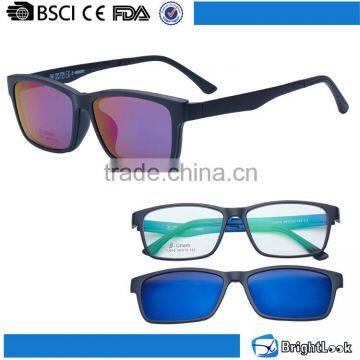 Retro logo printing fashion optical glasses with clip on lenses