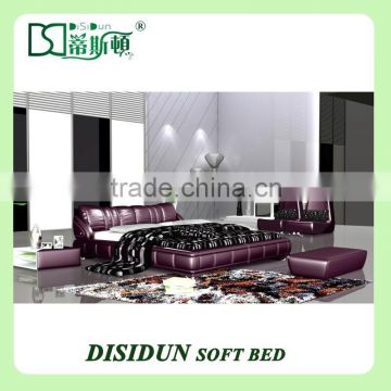 alibaba express Chinese home furniture leather bed frame sale DS-713