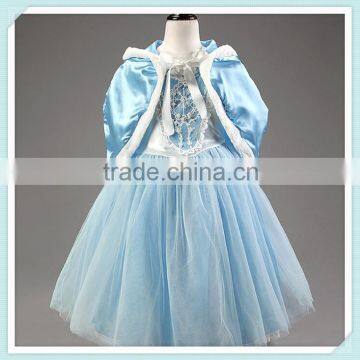 Chiffon Cosplay Princess Dress Baby Girls Festival Cosplay Costume Blue Cloak Dress for Winter Party Snow Queen Costume Clothes