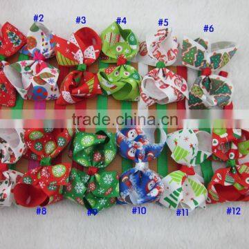 New Arrival 4inch Christmas Ribbon Baby Hair Bows with Soft Elastic Headband Girls Baby Hairband Boutique Bows