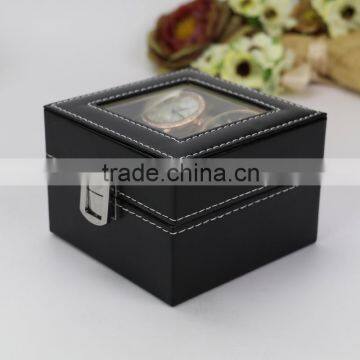 3 Slots Popular Black Pu Leather Mens Watch Case Wristwatch Box Packaging Watch Box