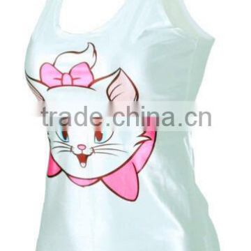 Wholesale Lovely cat printed white tank top for women