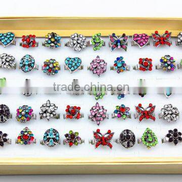 Europe Style Alloy Colourful Diamante Flower Open Rings photo-5