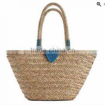 Natural straw beach bag