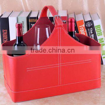 High Grade Crocodile Pattern Leather Magazine Clothing Wine Basket Holder for Storage, Leather Gift Basket photo-4