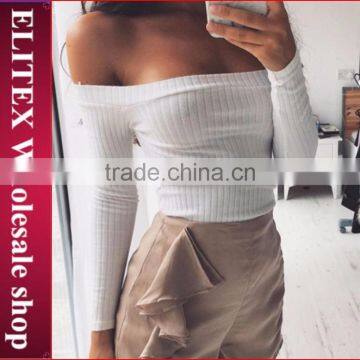 Autumn 2016 women fashion knitted Pullover Sweater V Neck long Sleeve Halter casual Knitwear Tops