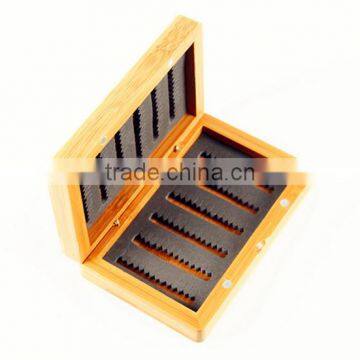 Small Slim Wooden bamboo fly fishing box, fly fishing kit