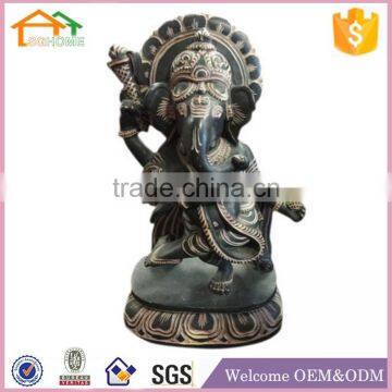 Factory Custom made best home decoration gift polyresin resin black stone carved ganesha