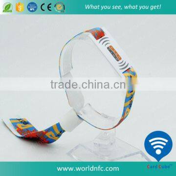 Custom HF MF S50 Contactless Woven RFID Fabric Wristband for Events