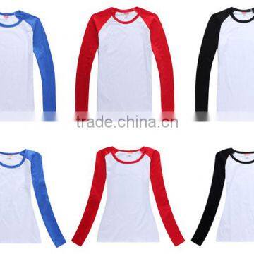 2015 new fashion blank raglan t shirt wholesale long sleeve raglan t-shirt